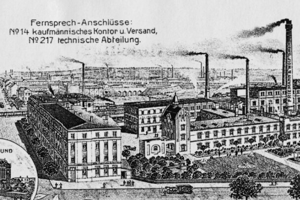Lampen von Weltruf aus Zwickau - Die Firma Friemann & Wolf an der Kreuzung Kohlenstraße/Reichenbacher Straße (um 1909). 