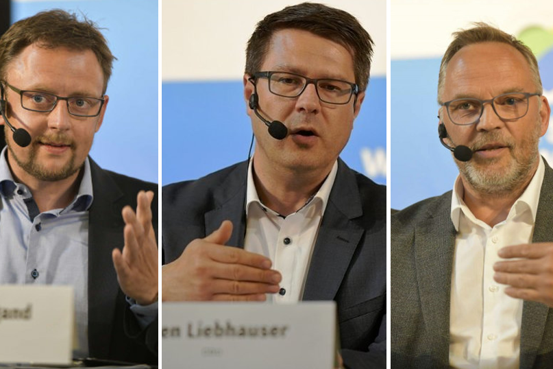 Landratswahl in Mittelsachsen: Kandidaten stellen sich Nachfragen - Rolf Weigand (AfD), Sven Liebhauser (CDU) und Dirk Neubauer (parteilos) beim Wahlforum. (von links nach rechts)
