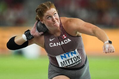 Leichtathletik: Spannende Punktejagd für Olympia beginnt beim 20. Thumer Werfertag - Die Kanadierin Sarah Mitton gewann bei WM in Budapest Kugelstoß-Silber mit 20,08 Metern.