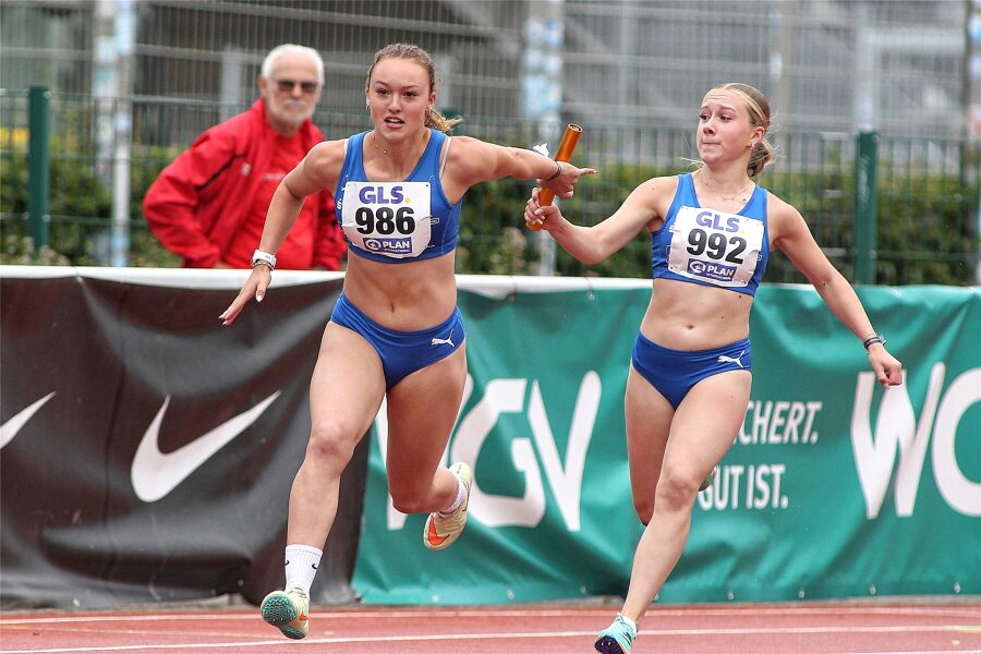 Leichtathletin Kiara Hanisch startet bei Deutscher Meisterschaft - Kiara Hanisch (links) will in Dortmund die 4 x 200 Meter laufen.