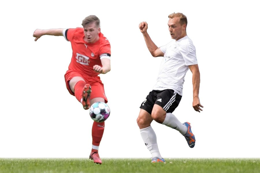 Stehen sich am Freitag mit ihren Mannschaften gegenüber und werden vom Liveticker auf Schritt und Tritt verfolgt: Florian Hähnel vom FC Lößnitz (links) und Jonas Künzelmann von Handwerk Rabenstein.