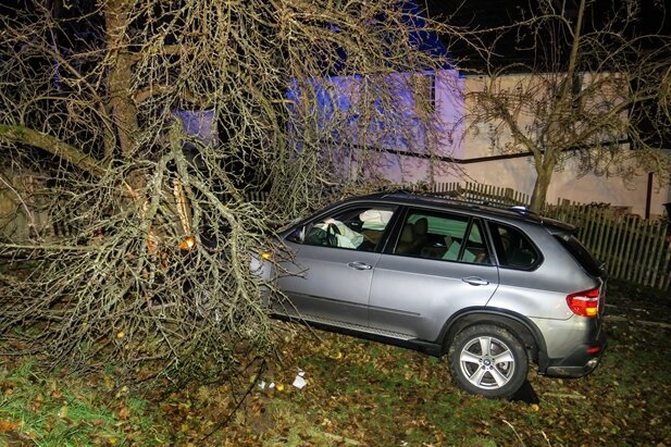Lößnitz: Fahrzeug kollidiert mit Baum - 