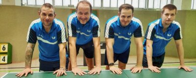 Lugauer erschmettern sich verdiente Pause - Oberliga-Spitzenreiter (v. l.): Kristian Katus, Petr Wasik, Thomas David und Stanislav Chornobaiev.