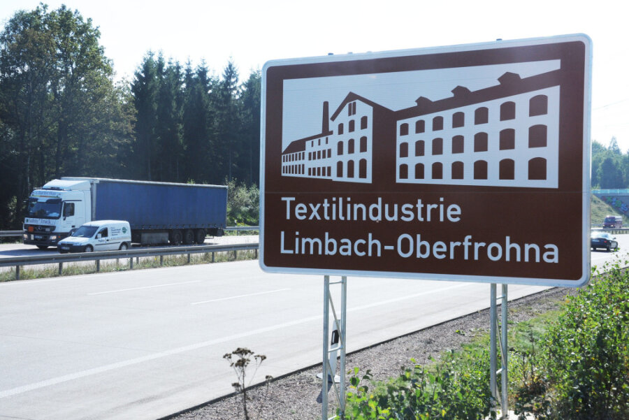 Autobahnschild "Textilindustrie Limbach-Oberfrohna" Autobahn  A 4