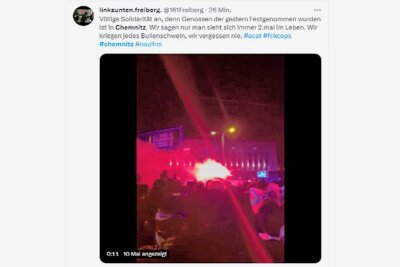 "Man sieht sich immer zweimal": Drohungen gegen Polizei nach Antifa-Demo in Chemnitz - In einer Twitternachricht rufen Sympathisanten einer Antifa-Demo in Chemnitz zu Gewalt auf und ecken damit auch bei den Veranstaltern an. Sie weisen die Drohungen gegen die Polizei als überflüssig zurück.