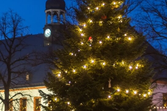 Rund 220 Lichter erstrahlen auf dem Marienberger Weihnachtsbaum. 