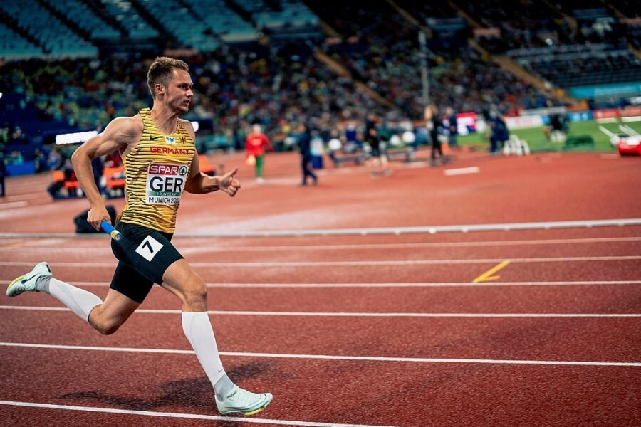 Marvin Schlegel: "Im Finale geht es um jeden Millimeter" - Der Freiberger Marvin Schlegel lief die deutsche 4-x-400-Meter-Staffel im Olympiastadion auf Bahn sieben an.
