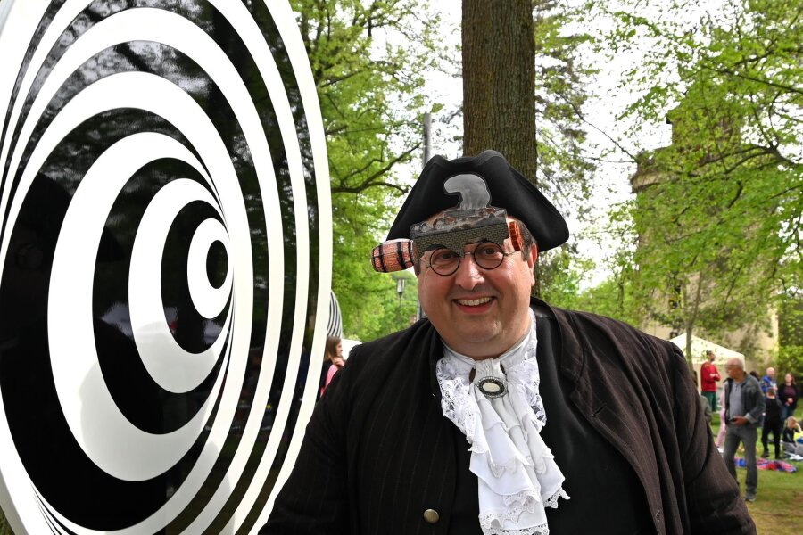 Milkauer Schalmeien spielen in Hainichen zum Fest an der Camera obscura - Brillen und Hüte waren im Vorjahr zum Camerafest in Hainichen gefragt: Auch Thomas Kühn hatte den Durchblick.