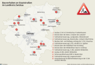 Millionen für Staatsstraßen im Landkreis - Übersicht über Bauvorhaben im Landkreis Zwickau.