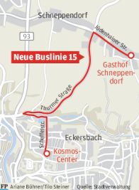 Mit der neuen Buslinie 15 nach Schneppendorf - 