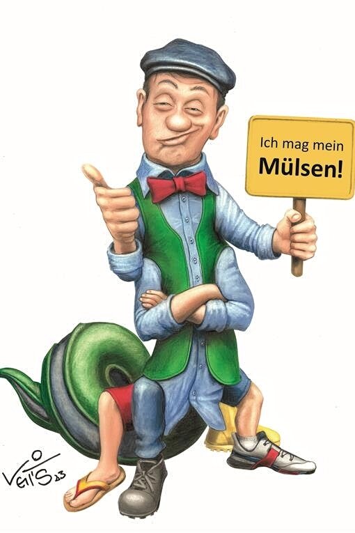 Mit Tausendsassa ins Festjahr: Mülsen feiert Großgemeinde - Veit Schenderlein hat dieses Maskottchen gemalt.