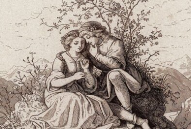 Museum lädt Verliebte zur Führung am Valentinstag - Der Holzschnitt "Er liebt mich!" von Ludwig Richter, aus der Sammlung des Museums. 