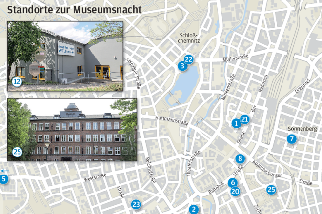 Museumsnacht am Samstag in Chemnitz: Wo sonst Verborgenes sichtbar wird - Übersicht: Standorte zur Museumsnacht