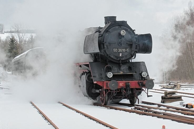Museumszug wohl bald wieder mit eigener Lok - Die Dampflok 50 3616 des Vereins Sächsischer Eisenbahnfreunde soll nach langer Zeit nun bald wieder in Schwarzenberg auftauchen. 