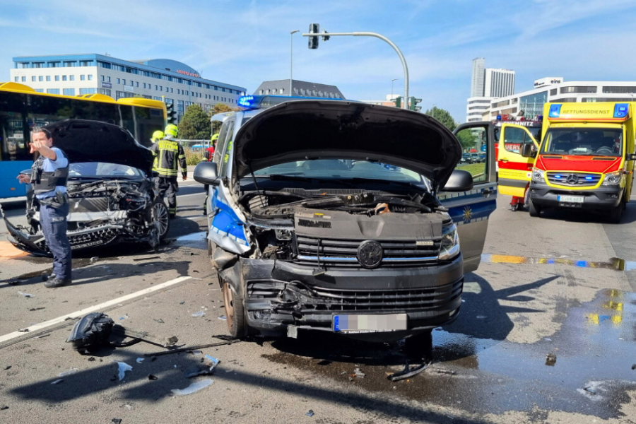 Unfallort am Dienstag der vergangenen Woche in Chemnitz. 