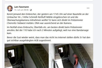 Nach Aufruf von Lars Fassmann: Chemnitzer Polizei kritisiert private Fahndung nach Einbrecher - Für die Polizei sind solche privaten Aufrufe zur Tätersuche gesetzlich unzulässig.