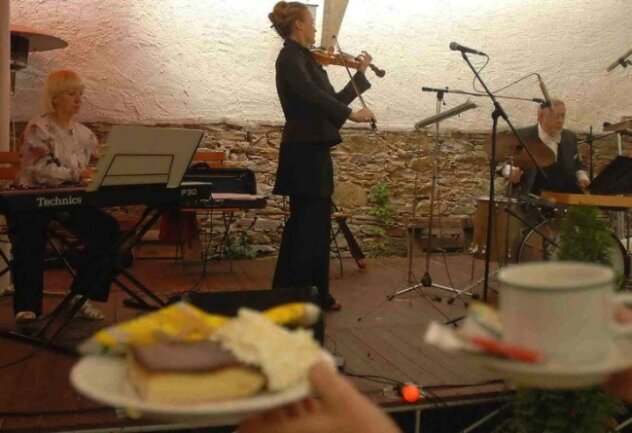 
              <p class="artikelinhalt">Musik bei Kaffee und Kuchen: Das soll es auf Schloss Wildeck öfter geben. Am Samstag spielten die Zschopauer Caféhausmusikanten Rita Rappika, Silke Schreier und Hubert Sigmund (v. l.) vor 150 Zuhörern. </p>
            