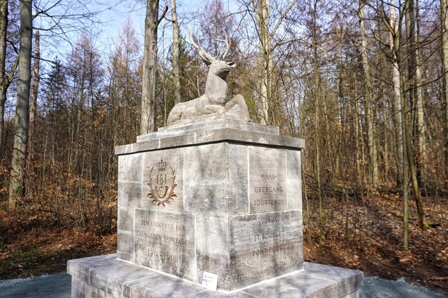 Nach Sturmschaden: Denkmal für gefallene Soldaten im Chemnitzer Zeisigwald restauriert - Ein Sturm beschädigte das Denkmal für die gefallenen Soldaten des 15. Infanterie-Regimentes 181 im Zeisigwald.