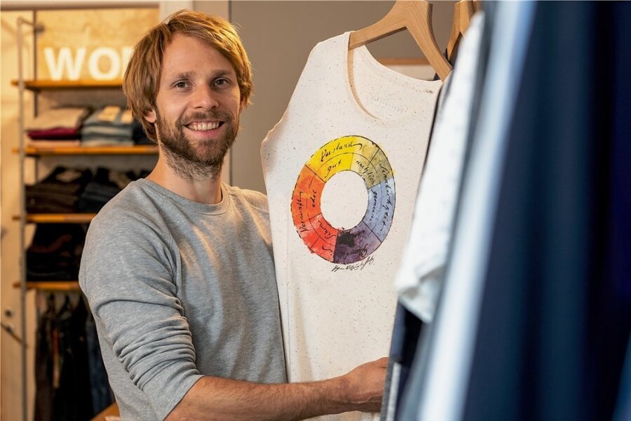 Mit anerkannten Siegeln für Nachhaltigkeit zertifiziert: Bekleidung von Unipolar-Ladeninhaber Steve Kupke aus der Landeshauptstadt Dresden. 