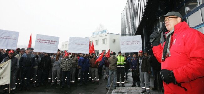 Demonstration bei Neoplan