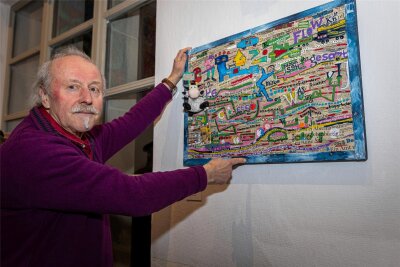 Neue Ausstellung in Auerswalde: Was einen fränkischen Künstler in die Kulturhauptstadt zieht - Hans Salomon-Schneider zeigt ein aus Zeitungsausschnitten zusammengesetztes Bild mit dem Namen „Collage 1".