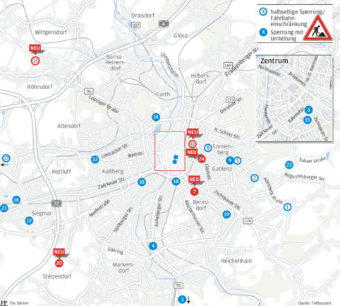Neue Baustellen und alte Ärgernisse für Autofahrer: Wo in dieser Woche Staugefahr in Chemnitz besteht - 