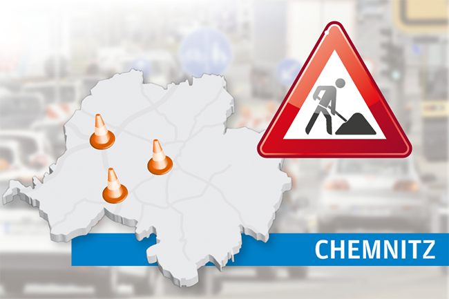 Neue Baustellenschwerpunkte in Chemnitz - Achtung Baustelle: Auf den Straßen in Chemnitz müssen Autofahrer weiterhin mit unzähligen Behinderungen rechnen.