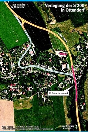 Neue Brücke in Ottendorf spaltet das Dorf - 
              <p class="artikelinhalt">Östlich von Ottendorf wird die kurvenreiche Mittweidaer Straße durch eine 1,2 Kilometer lange neue Trasse ersetzt.</p>
            
