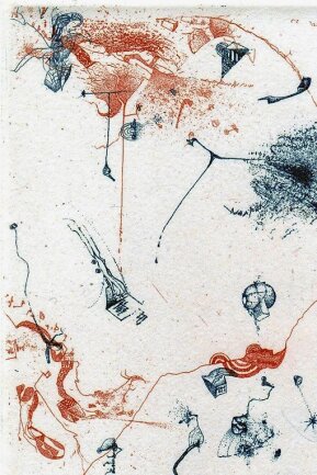 Neue Grafik-Schauen des "Bildgeschichtenerfinders" Thomas Ranft - Unendliche Fabulierkunst: Thomas Ranfts "Das große A" zu Ernst Jandls Gedichtsammlung "Der beschriftete Sessel". 