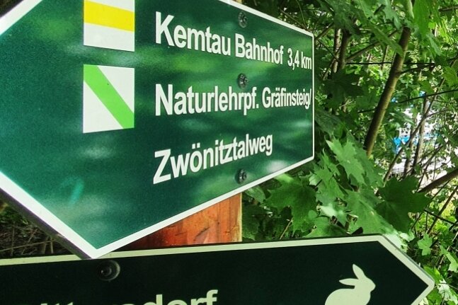 Der Naturlehrpfad in Richtung Kemtau beginnt direkt hinter dem Dittersdorfer Bahnhof. 