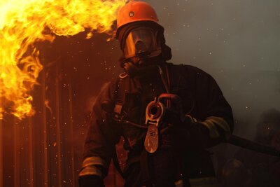 Neue Schutzausrüstung für Feuerwehrleute: Hartenstein kauft Einsatzkleidung - Stark beansprucht, deshalb teuer: Ein Feuerwehrmann in Schutzausrüstung bei einem Löscheinsatz.