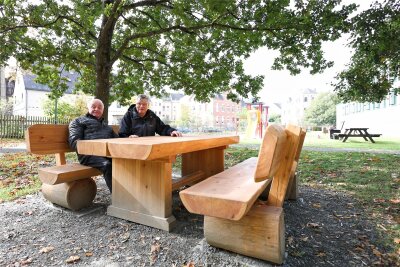 Neue Sitzgruppen werten den Erlbacher Schlosspark auf - Eine Aufwertung durch zwei Sitzgruppen hat Erlbachs Park erhalten. Darum kümmerte hat sich der Tourismusverein.