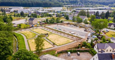 Neuer Park wird sichtbar - Foto der neu entstehenden Parkanlage in Olbernhau-Grünthal.
