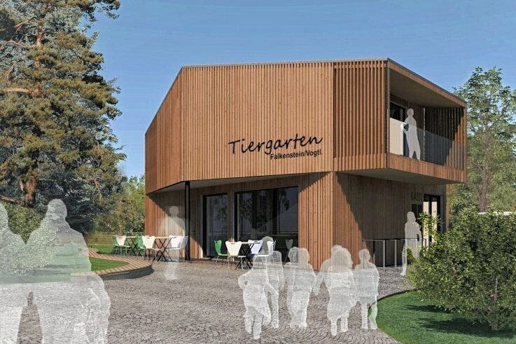 Neuer Tierpark-Eingang kommt 2023 - So soll das neue Funktionsgebäude am Eingang des Falkensteiner Tiergartens aussehen. 