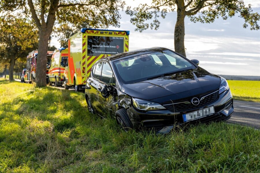 Neustadt/Vogtland: Beifahrerin bei Verkehrsunfall verletzt - Das Auto war mit einem Baum kollidiert und landete im Straßengraben.
