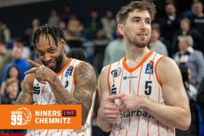 Niners Chemnitz aktuell: Die Playoffs sind sicher, jetzt kommt das Finale - Es läuft für die Basketballer der Niners Chemnitz um Jeff Garrett (links) und Wes Van Beck. In der Bundesliga sind sie Tabellenführer, im Europe Cup stehen sie im Viertelfinale.