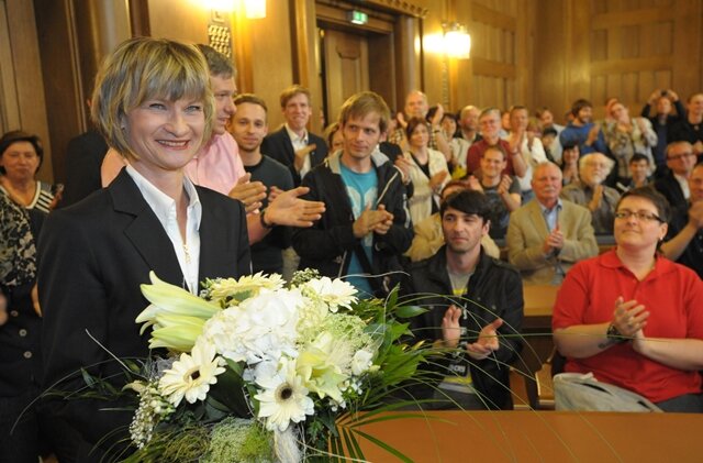 Barbara Ludwig ist am Sonntag erneut zur Chemnitzer Oberbürgermeisterin gewählt worden.