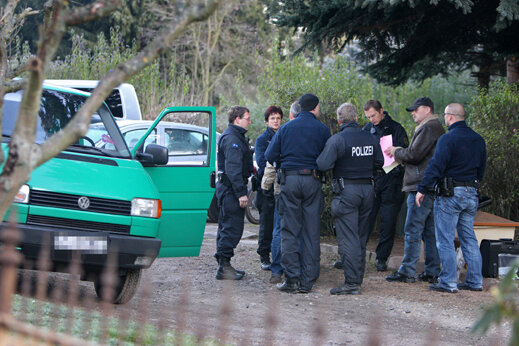Polizeigroßaufgebot in Oberlungwitz.
