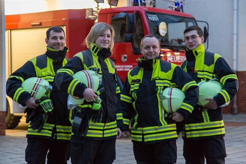 Oelsnitzer Rat bestätigt Feuerwehrchefs - Enrico Stache, Marleen Clauß, Markus Kästner und Eric Wolf (v.l.n.r.).