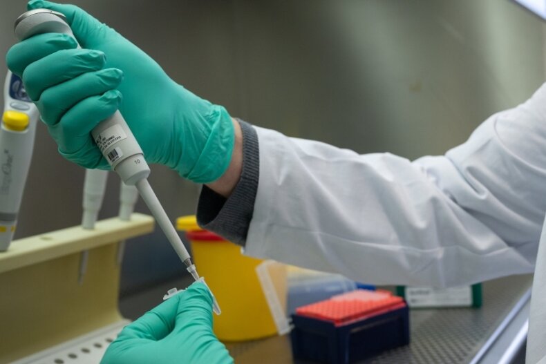 Ein Forscher zeigt, wie ein PCR-Test für die Analyse auf Mutationen des Coronavirus vorbereitet wird. 