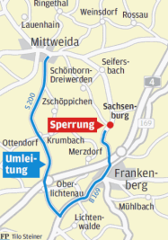 Ortsdurchfahrt in Sachsenburg ab Montag gesperrt - 