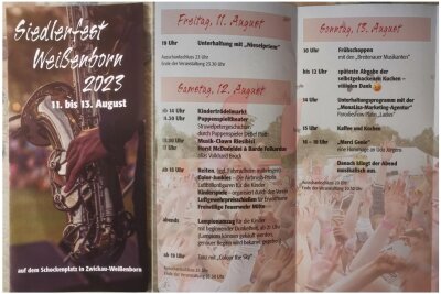 Ortsverein Weißenborn veranstaltet dreitägiges Siedlerfest am Schockenplatz in Zwickau - Mit einem Flyer wirbt der Ortsverein für das bevorstehende Siedlerfest Mitte August.