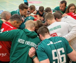 Paukenschlag bei der HSG - Noch enger zusammenrücken: Die Handballer der HSG Freiberg müssen die nächsten Spiele ohne ihren zurückgetretenen Cheftrainer Jiri Tancos (rechts hinten) bestreiten. 