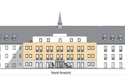 Die Pläne sehen vor, das Gebäude mit mehreren Anbauten zu ergänzen. Die Visualisierung zeigt die Nordseite. 
