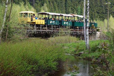 Per Draisine vom Erzgebirge ins Vogtland: Wernesgrüner Schienen-Express startet am 1. Mai in die Fahrsaison - Auf knapp elf Kilometern fährt der Wernesgrüner Schienen-Express durch das Tal der Zwickauer Mulde.