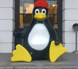 Pinguin von Fans des Betriebssystems Linux entführt? - Die Pinguinfigur wurde Ende vergangener Woche vor den Eingang der Hochschule platziert.