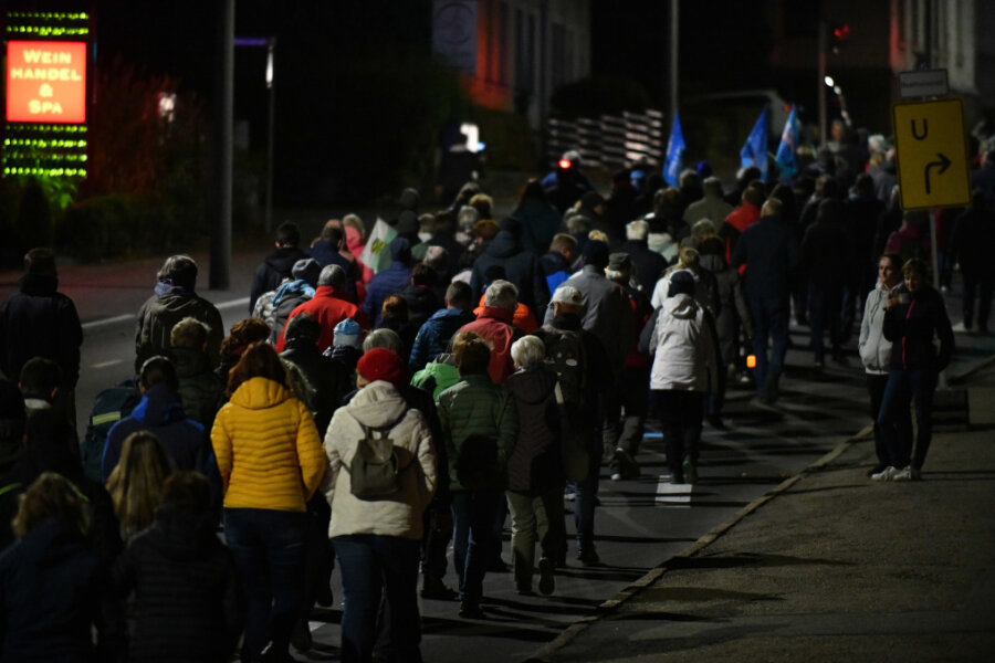 Polizei nimmt Personalien von Demonstranten in Freiberg  auf - 