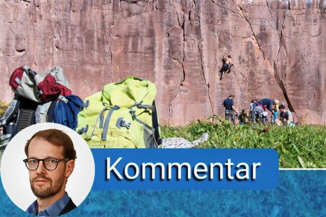 Porphyr: Stein der Könige und Botschafter der Region - Auf dem Rochlitzer wimmelt es bei schönem Wetter von Spaziergängern und Wanderern, aber auch Kletterer sind in den Steinbrüchen unterwegs. 
