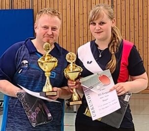 Premiere von Mixed-Turnier findet großen Anklang - iIn Sorgau erfolgreich: Jens Ullmann und Nicole Uhlemann. 