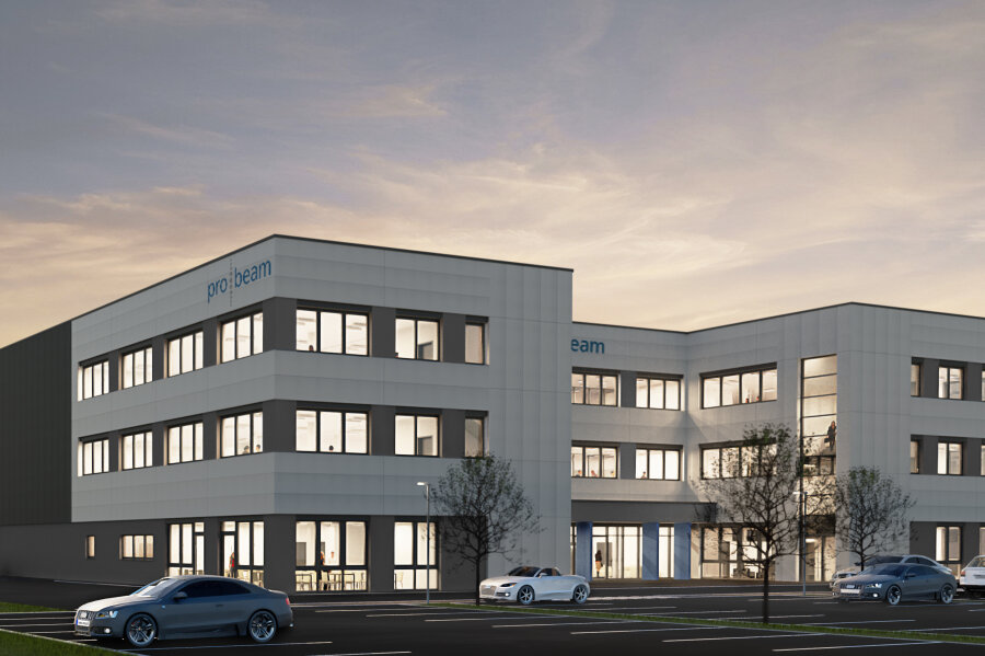 Pro Beam zieht von Neukirchen nach Stollberg - Die Firma Pro-Beam zieht von Neukirchen nach Stollberg. So wird das Werksgebäude im Sommer 2020 aussehen.